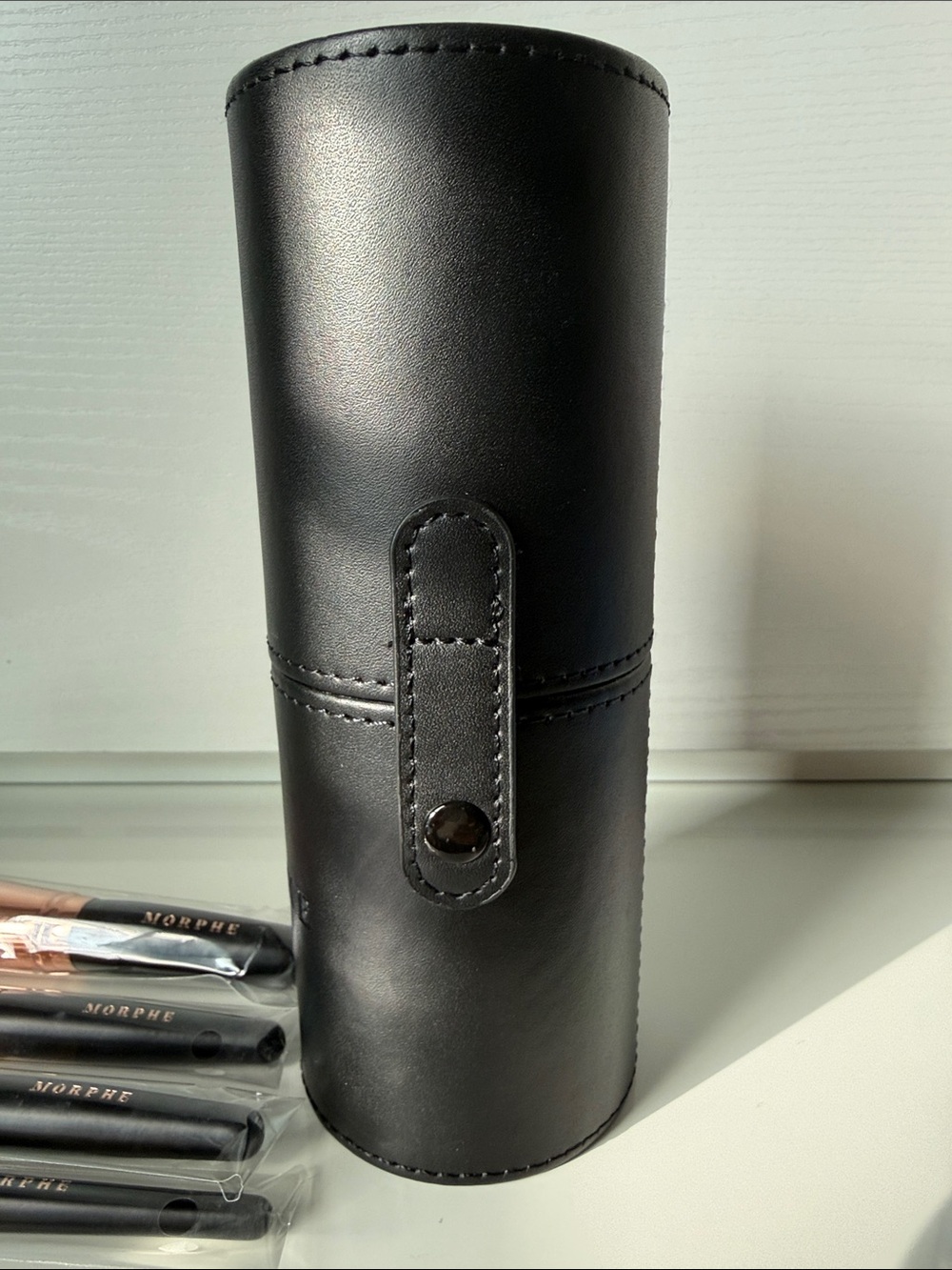 Morphe Black Double Faux Leather Brush Case with Rose Gold Ferrule Brushes - 6 - Picture 5 of 5